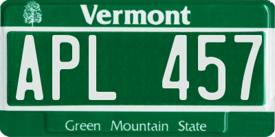 VT license plate APL457