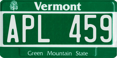 VT license plate APL459