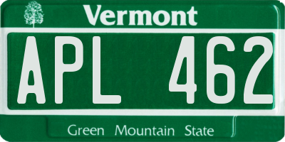 VT license plate APL462
