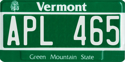 VT license plate APL465