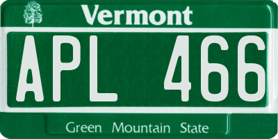 VT license plate APL466