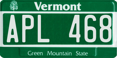 VT license plate APL468