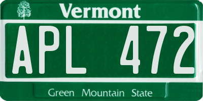 VT license plate APL472
