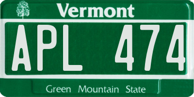 VT license plate APL474
