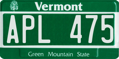 VT license plate APL475