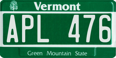 VT license plate APL476