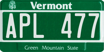 VT license plate APL477