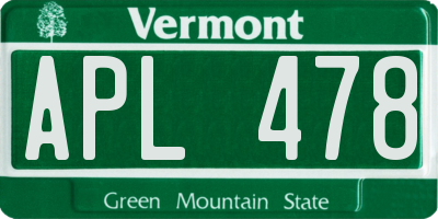 VT license plate APL478