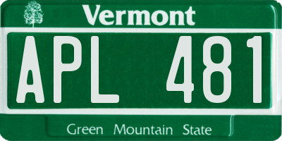VT license plate APL481