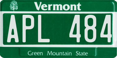VT license plate APL484
