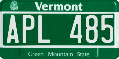 VT license plate APL485