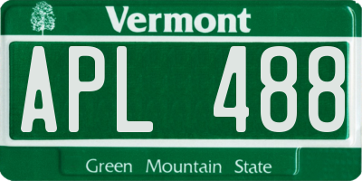 VT license plate APL488