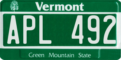 VT license plate APL492