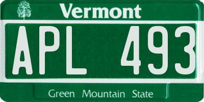 VT license plate APL493