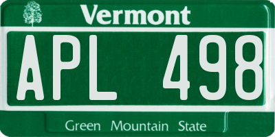 VT license plate APL498