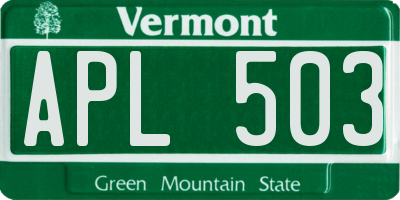 VT license plate APL503