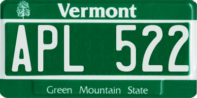 VT license plate APL522