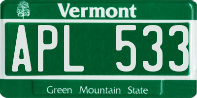 VT license plate APL533