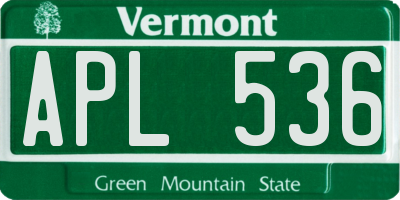 VT license plate APL536