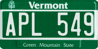 VT license plate APL549