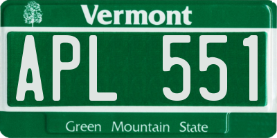VT license plate APL551