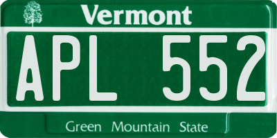VT license plate APL552