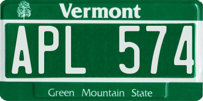 VT license plate APL574