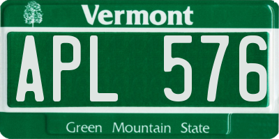 VT license plate APL576