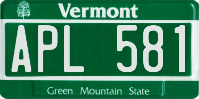 VT license plate APL581