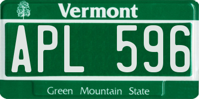 VT license plate APL596