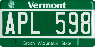 VT license plate APL598