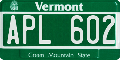 VT license plate APL602