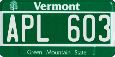 VT license plate APL603