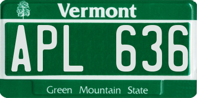 VT license plate APL636