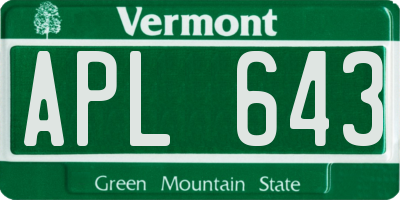 VT license plate APL643