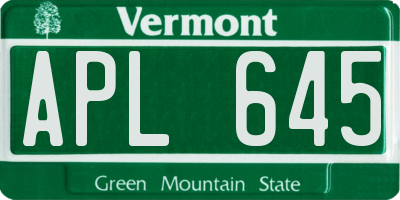 VT license plate APL645