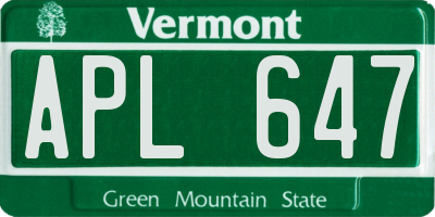 VT license plate APL647
