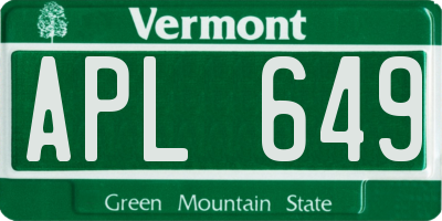 VT license plate APL649