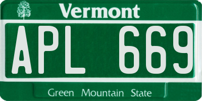 VT license plate APL669