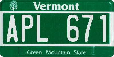 VT license plate APL671