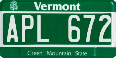 VT license plate APL672