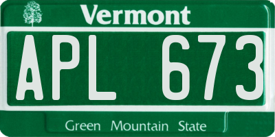 VT license plate APL673
