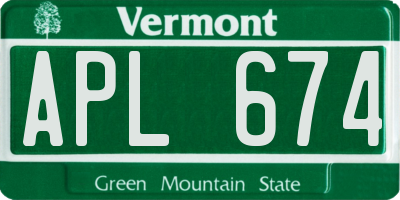 VT license plate APL674
