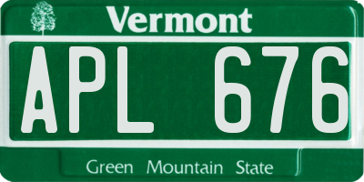 VT license plate APL676
