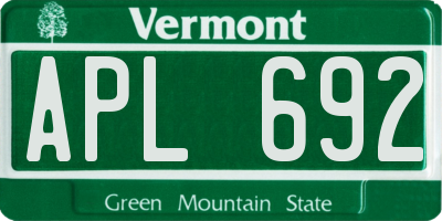 VT license plate APL692