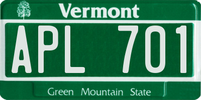 VT license plate APL701