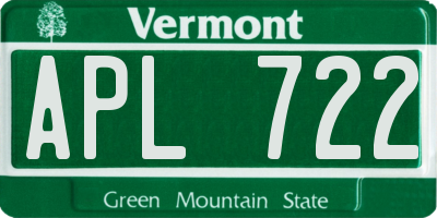 VT license plate APL722