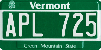 VT license plate APL725