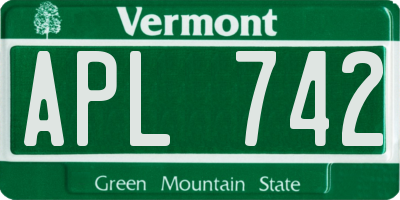 VT license plate APL742