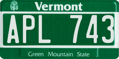 VT license plate APL743